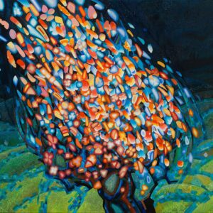 "MAY, Cherry Blossom Firework", acrylic on canvas, 48” X 36”, 2015, Oleg Yurievich Lipchenko©