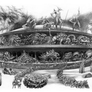 "Paranoid Carousel", graphite pencil on paper, W26" X H18", by Oleg Yurievich Lipchenko©