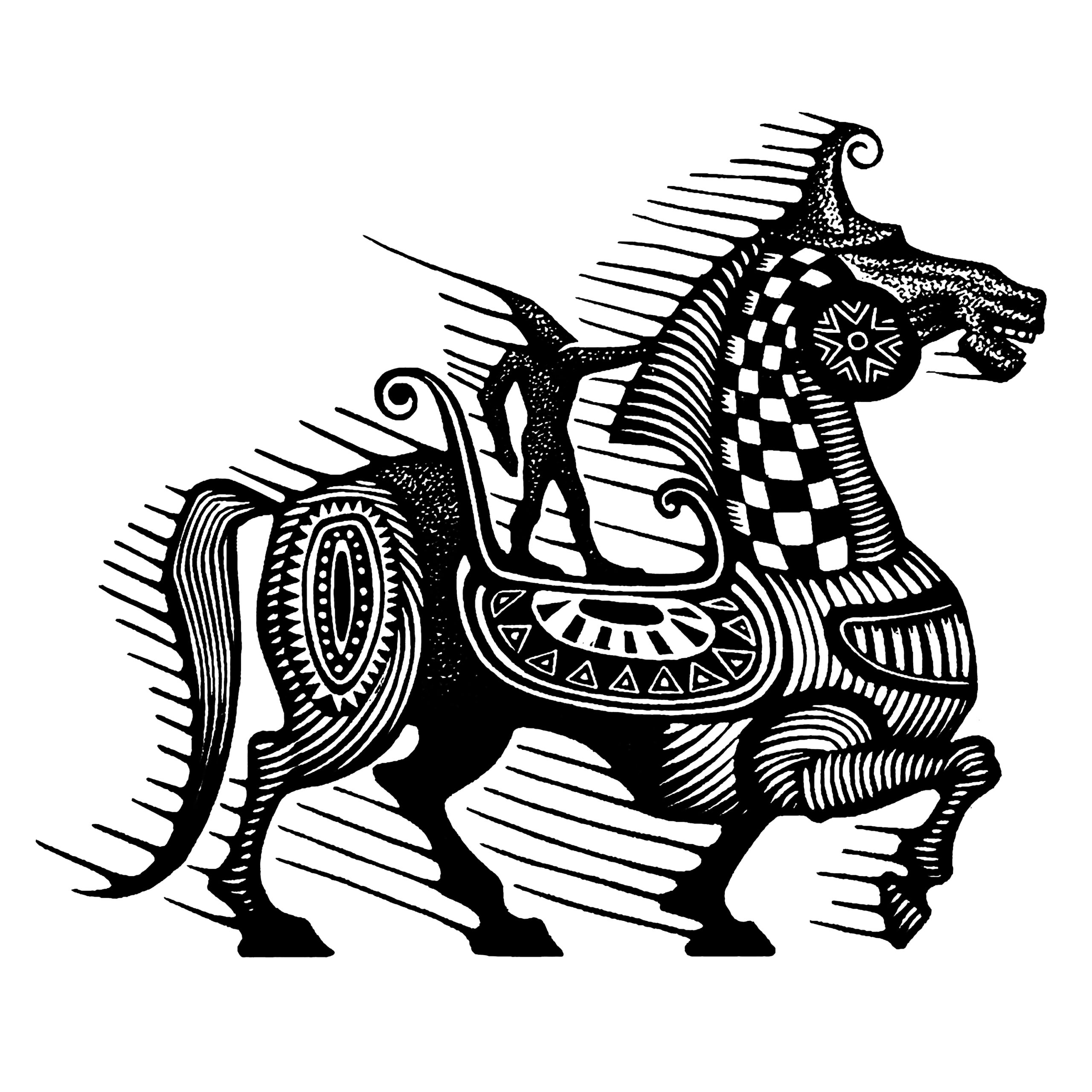 Knight's Move - linocut