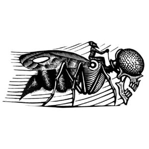 Dead Hornet Rider - linocut